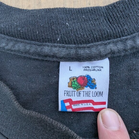Vintage 90s Fruit of the Loom T-Shirt Men L Black Party Ahead Single Stitch - Picture 3 of 9